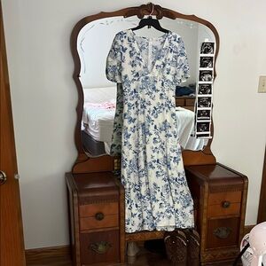 Olivaceous Blue Floral Maxi Dress